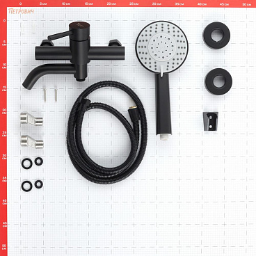 Смеситель для ванны Сorsa Deco NS черный однорычажный с коротким изливом с лейкой (FBTNS1B)