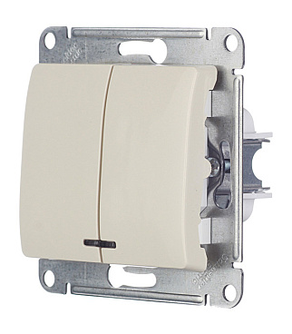 Выключатель Systeme Electric Glossa двухклавишный встраиваемый бежевый с подсветкой (GSL000253)
