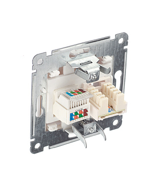 Розетка компьютерная/ телефонная Hegel Master встраиваемая белая RJ11/ RJ45 (РСКТ-440)