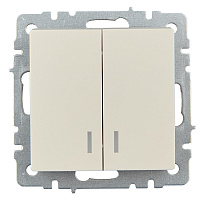 Выключатель IEK Brite ВС10-2-1-БрКр двухклавишный встраиваемый бежевый с подсветкой (BR-V20-1-10-K10)