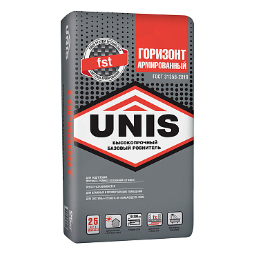 Ровнитель (стяжка пола) первичный Unis Горизонт Армированный высокопрочный 25 кг