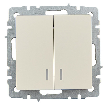 Выключатель IEK Brite ВС10-2-1-БрКр двухклавишный встраиваемый бежевый с подсветкой (BR-V20-1-10-K10)