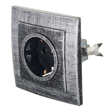 Розетка с рамкой Lavelly Antico RS16-133-S скрытая установка серебро с заземлением