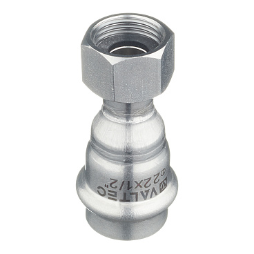 Соединитель VALTEC (VTi.908.I.002204) 22 мм х 1/2 ВР(г) нержавеющая сталь с накидной гайкой