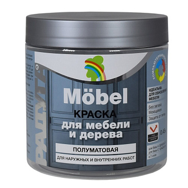 Краска интерьерная Радуга для мебели база А белая 0,45 л