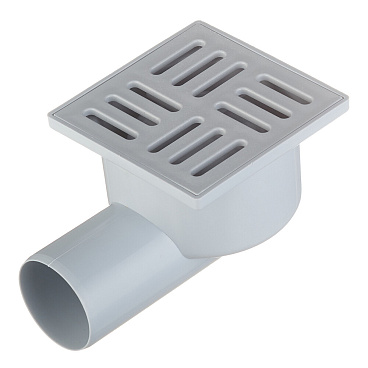 Трап душевой горизонтальный АНИ пласт с гидрозатвором 100х100 мм d50 мм пластиковая решетка (TA5104)