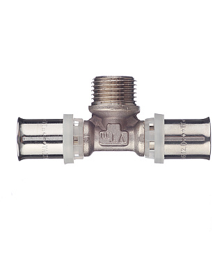 Тройник VALTEC (VTm.233.N.160416) 16(пресс) х 1/2 НР(ш) х 16(пресс)