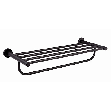 Полка для ванной Zenfort с полотенцедержателем 600х230х120 мм металл черная (180066)