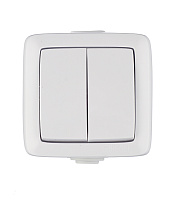 Выключатель Hegel Alfa двухклавишный накладной белый (ВА10-251)