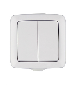 Выключатель Hegel Alfa двухклавишный накладной белый (ВА10-251)