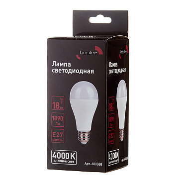 Лампа светодиодная Hesler E27 4000К 18 Вт 1890 Лм 230 В груша А65 матовая