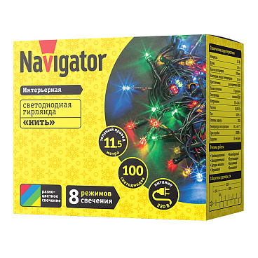 Гирлянда светодиодная Navigator Нить мультиколор 11,5 м (14 020)