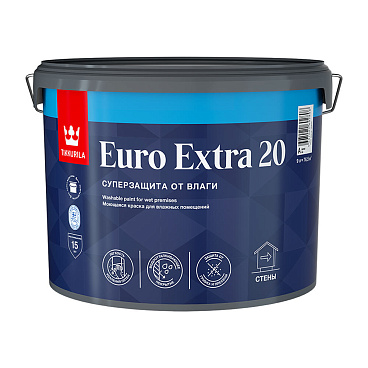 Краска моющаяся Tikkurila/Tikkivala Euro Extra 20 база А белая 9 л