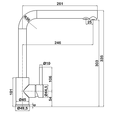 Смеситель для кухни Swedbe Selene Plus нержавеющая сталь с высоким изливом с подключением к фильтру однорычажный (8540)