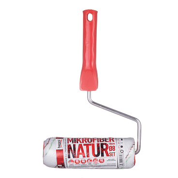 Валик микрофибра 180 мм d45 мм ворс 11 мм для водной основы с ручкой Beorol Natur