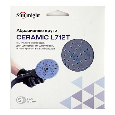Диск шлифовальный Sunmight Ceramic d150 мм P240 на липучку пленочная основа (5 шт.)