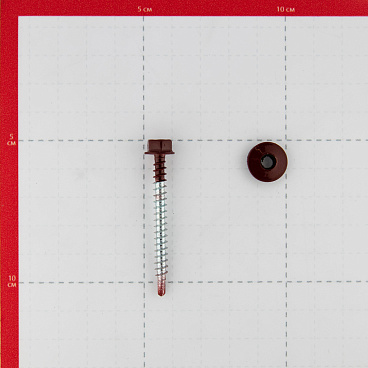 Саморезы кровельные с буром 50х4,8 мм металл-дерево красное вино RAL 3005 (40 шт.)