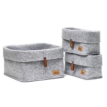 Органайзер для хранения Elegance складной набор 3 штуки светло-серый