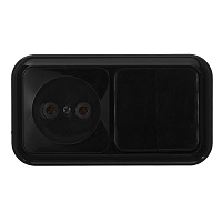 Блок выключатель и розетка Svet двухклавишный накладной черный (EV0362-5241)