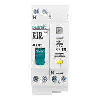 Автомат дифференциальный Dekraft ДИФ-102 10А 1P+N тип AC 30 мА 4,5 кА компактный (16002DEK)