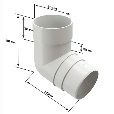 Колено трубы Docke Premium пластиковое d85 мм 72° пломбир RAL 9003