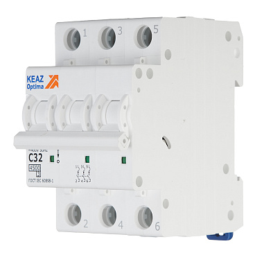 Автоматический выключатель модульный КЭАЗ OptiDin BM63 3P 32А тип C 4,5 кА 230/400 В (326815)