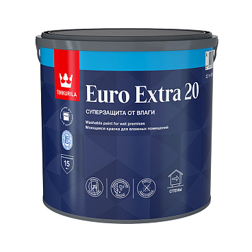 Краска моющаяся Tikkurila/Tikkivala Euro Extra 20 база А белая 2,7 л