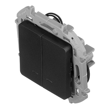 Выключатель Legrand Inspiria двухклавишный встраиваемый антрацит с подсветкой (673633)