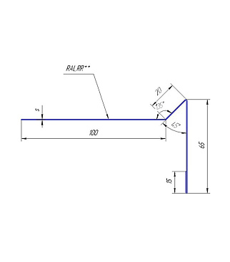 Планка торцевая для гибкой черепицы Grand Line 100х65 мм 2 м красная RAL 3009
