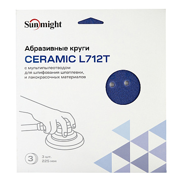 Диск шлифовальный Sunmight Ceramic d225 мм P120 на липучку пленочная основа (3 шт.) (5422302512)
