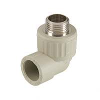 Угол полипропиленовый Valfex комбинированный 20 мм х 1/2 НР(ш) серый (10126020Г)