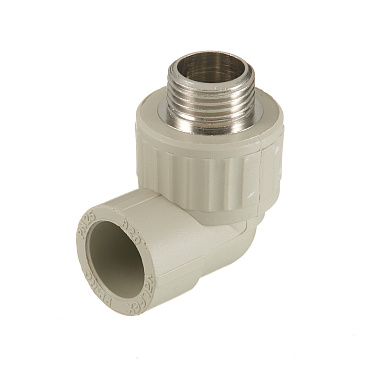 Угол полипропиленовый Valfex комбинированный 20 мм х 1/2 НР(ш) серый (10126020Г)