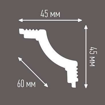 Плинтус потолочный из пенополистирола 45х45х2000 мм Плинтэкс K45/45