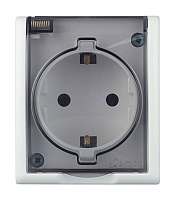 Розетка Simon 15 Aqua накладная белая с крышкой (1594445-030)