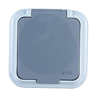 Розетка Svet накладная серая со шторками с крышкой (EV 0366-8615)