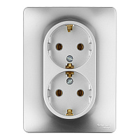 Розетка Systeme Electric Glossa встраиваемая алюминий (GSL000324)
