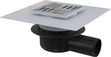 Сливной трап 105 × 105/50 подводка – боковая, решетка – нержавеющая сталь, арт.APV26C