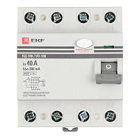УЗО EKF PROxima ВД-100 40А 3P+N тип AC 300 мА 4,5 кА (elcb-4-40-300-em-pro)