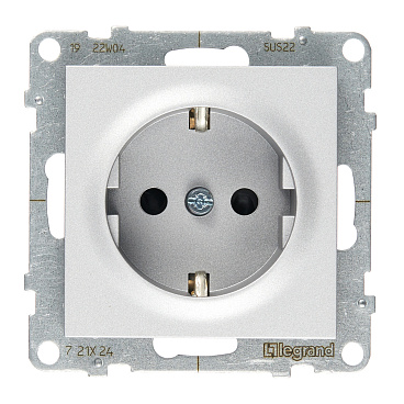 Розетка Legrand Suno встраиваемая алюминий со шторками (721324)