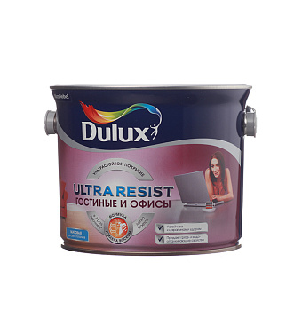 Краска моющаяся Dulux/Luxium Ultra Resist гостиные и офисы база BW белая 2,5 л