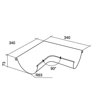Угол желоба Grand Line металлический внешний d125 мм 90° белый RAL 9003
