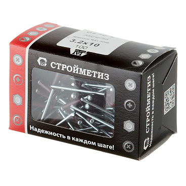 Заклепка вытяжная 3,2x10 мм алюминий/сталь красная RAL 3005 (100 шт.)