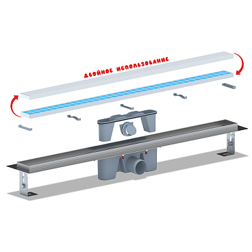 Лоток душевой АНИ пласт Мол с комбинированным затвором 62х850 мм d50 мм цельнометаллический (TLZ2085)