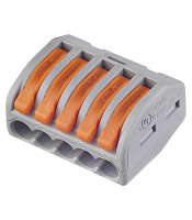 Клемма на 5 проводов Wago 0,08-2,5 кв.мм с рычажками без пасты (40 шт.) (222-415/2652)