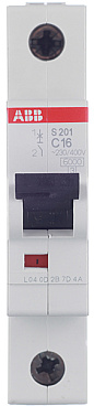 Автоматический выключатель модульный ABB S201 1P 16А тип C 6 кА 230/400 В (2CDS251001R0164)