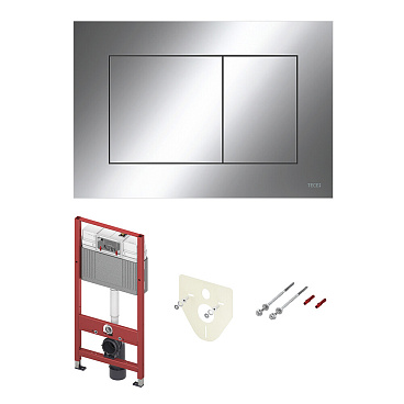 Инсталляция Tece base 2.0 для подвесного унитаза с кнопкой хром со звукоизоляцией (9400412)