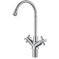 Смеситель для кухни Voda Dive хром с гибким изливом двухвентильный (DV519flex)