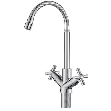 Смеситель для кухни Voda Dive хром с гибким изливом двухвентильный (DV519flex)