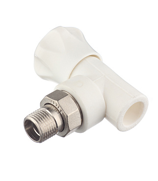 Клапан полипропиленовый Valtec 20 мм х 1/2 НР(ш) для радиатора с американкой угловой (VTp.718.V.02004)