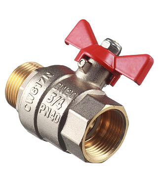 Кран шаровой латунный Valtec Base 3/4 ВР(г) х 3/4 НР(ш) бабочка прямой (VT.218.N.05)
